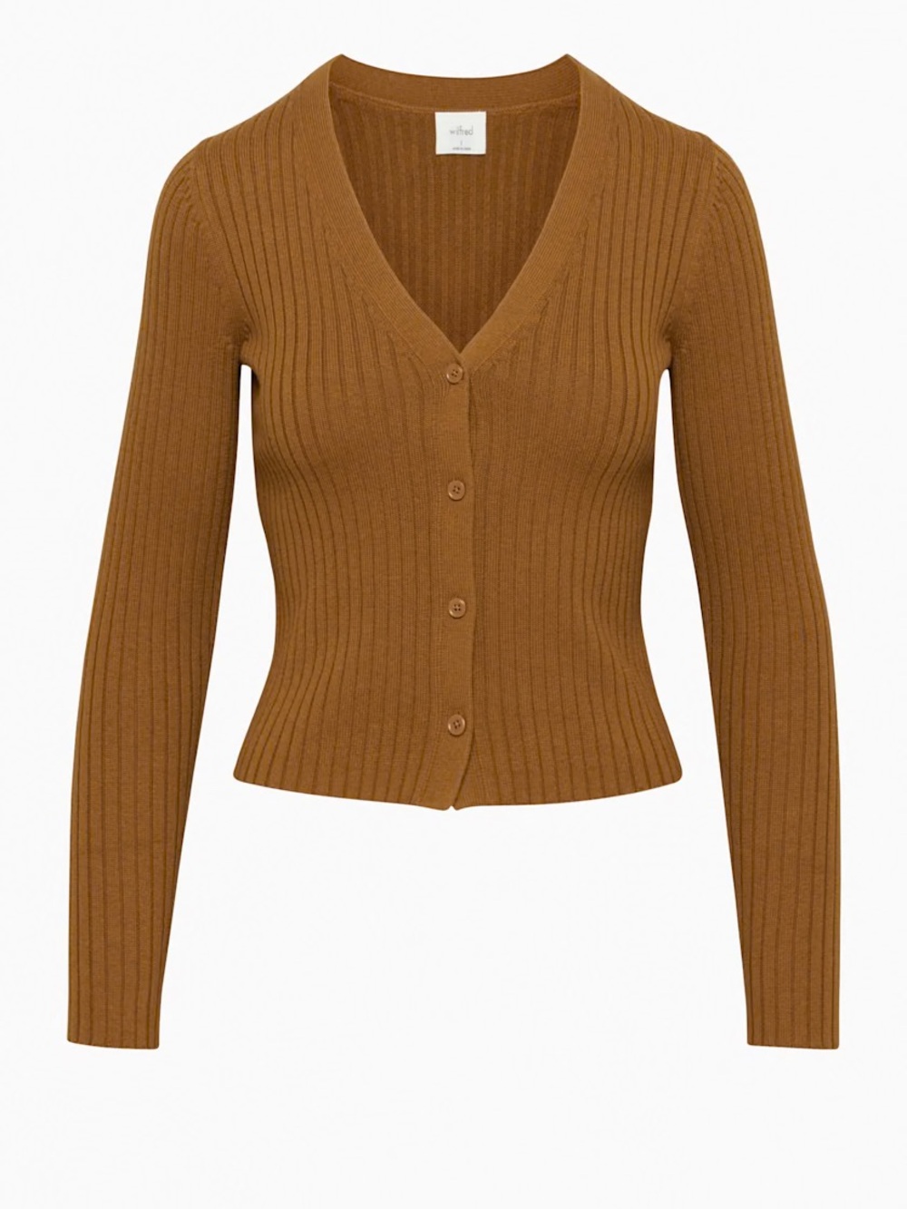 Wilfred x Aritzia Manila Fine Merino Wool Cotton Blend Cardigan in Steel Blue - Picture 10 of 13